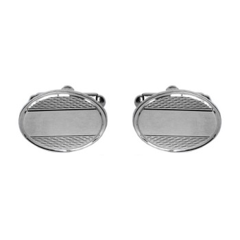 Silver Barley & Center Space Sterling Silver Cufflinks #70-7017