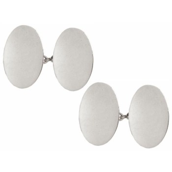 Silver Plain Double Chain Sterling Silver Cufflinks #75-8201