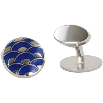 Blue Round Wave David Aster Cufflinks #80-1007