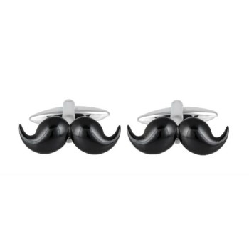 Black Moustache Rhodium Plated Cufflinks #90-1474