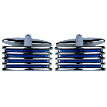 Blue Ribbed Enamel Cufflinks