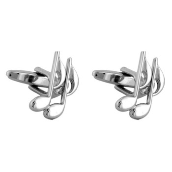 Silver Quaver Note Rhodium Plated Cufflinks #90-1016