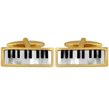 Gold Piano Keyboard Gold Plated Cufflinks #90-1071