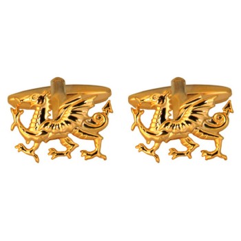 Gold Welsh Dragon Gold Plated Cufflinks #90-1072