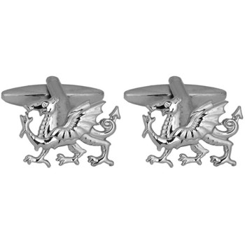 Silver Welsh Dragon Rhodium Plated Cufflinks #90-1080