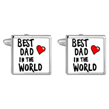 Silver Best Dad Rhodium Plated Cufflinks #90-1089