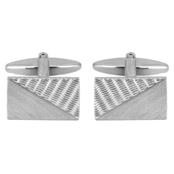 Silver Engine Turned Rhodium Plated Cufflinks #90-1130