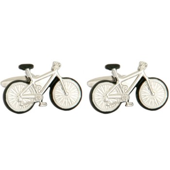 Silver Bicycle Rhodium Plated Cufflinks #90-1218 ##DAL-LS