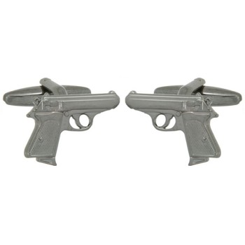 Grey Walther PPK Gun Rhodium Plated Cufflinks #90-1290