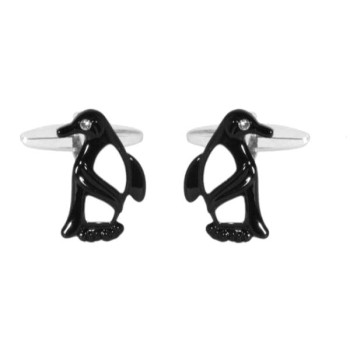Black Penguin Rhodium Plated Cufflinks #90-1367