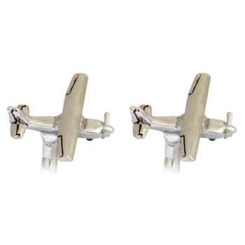 Silver Cessna 172 Aircraft Rhodium Plated Cufflinks #90-1423