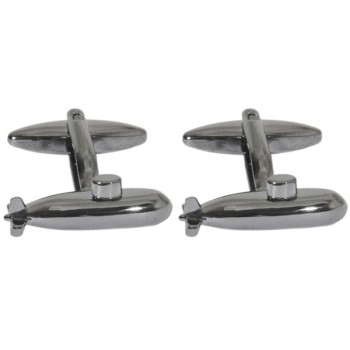 Gun Metal Submarine Rhodium Plated Cufflinks #90-1426