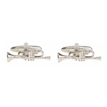 Silver Trumpet Rhodium Plated Cufflinks #90-1449