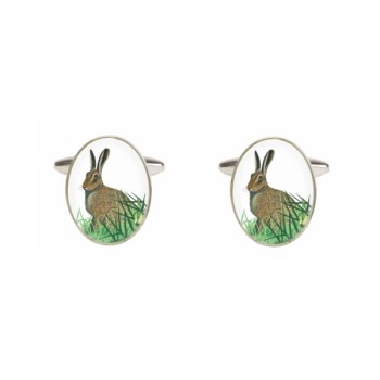 Silver Hare Rhodium Plated Cufflinks #90-1451
