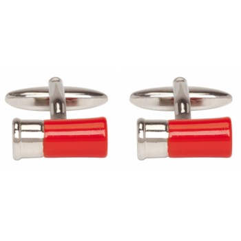 Red Gun Cartridge Rhodium Plated Cufflinks #90-1484