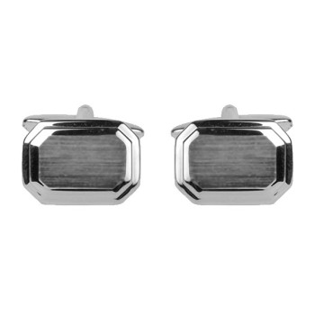 Silver Shiny & Brushed Rectangle Rhodium Plated Cufflinks #90-2161 ##DAL-LS