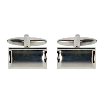 Silver Shiny & Brushed Rectangle Rhodium Plated Cufflinks #90-2215