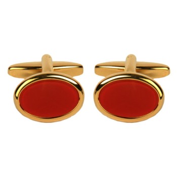 Silver Cornelian Oval Gold Plated Cufflinks #90-250
