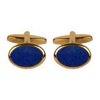 Gold Lapis Lazuli Oval Gold Plated Cufflinks #90-251