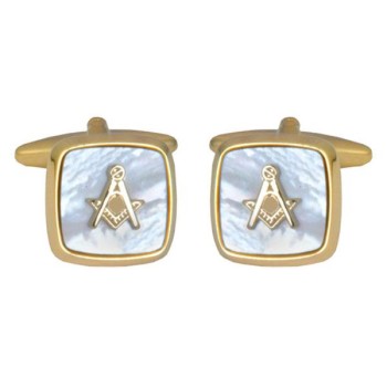 Gold Mother of Pearl Masonic Cufflinks #90-2820