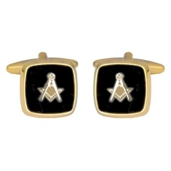 Gold Onyx Masonic Cufflinks #90-2821 ##DAL-LS