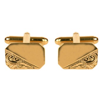 Gold Rectangle 1/3 Engraved Gold Plated Cufflinks #90-3000 ##DAL-LS