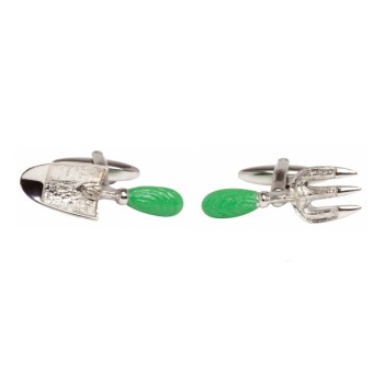 Silver Gardeners Fork & Trowel Rhodium Plated Cufflinks #90-3110