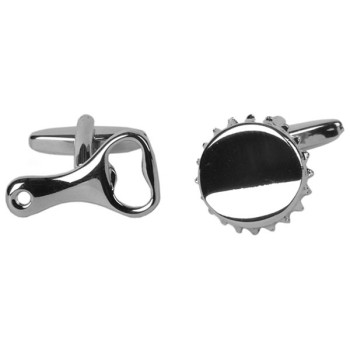 Silver Bottle Top & Opener Cufflinks #90-5163