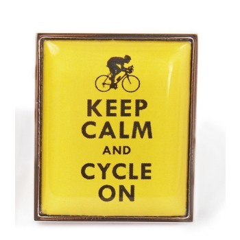 Yellow Keep Calm and Cycle On Cufflinks #90-1542