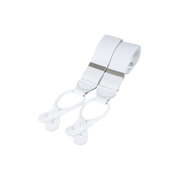White Rolled Leather Braces #BR-030