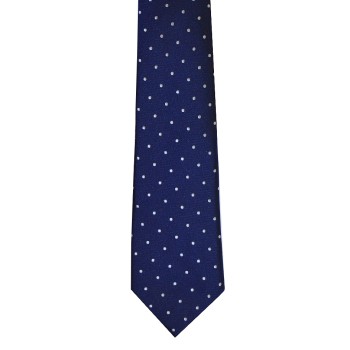 Navy Blue White Polka Dot Slim Tie #C129/2 ##LS