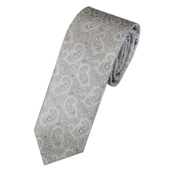 Silver Regal Paisley Slim Tie #C181/4 ##LS