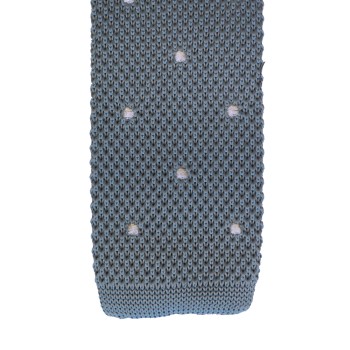 Light Blue White Polka Dot Knitted Slim Tie #K019/5 ##LS