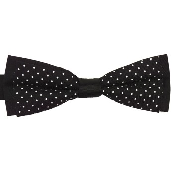 Black Contrast White Polka Dot Slim Bow Tie #ROBB002/2 ##LS
