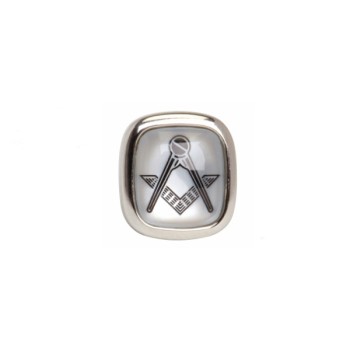 Silver Masonic Mother of Pearl Cushion Rhodium Plated Tie Tac #T-2828