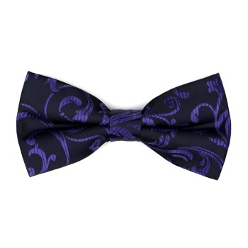 Purple on Black Swirl Leaf Bow Tie #AB-BB1000/14