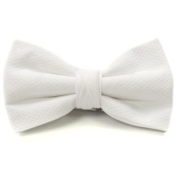 White Marcella Bow Tie – Pre-Tied Cotton Piqué for Traditional White Tie #B6000/1