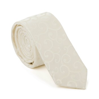 Cream Royal Swirl Slim Tie #AB-C1001/7 ##LS2