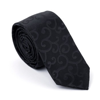 Black on Black Royal Swirl Slim Tie #AB-C1001/8 ##LS2