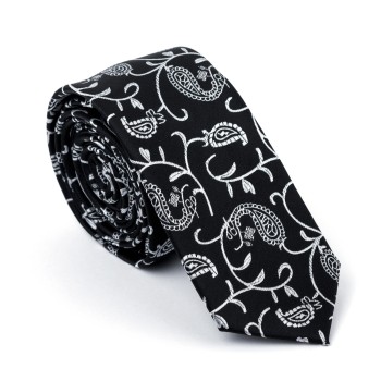 Moonlight Black Budding Paisley Slim Tie #AB-C1003/5 ##LS2