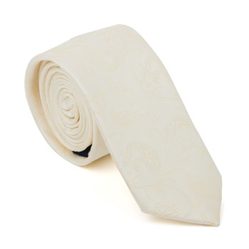 Cream Budding Paisley Slim Tie #AB-C1003/9 ##LS2