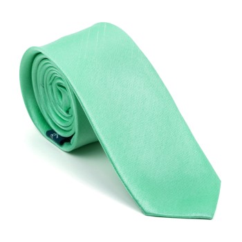 Green Ash Shantung Slim Tie #AB-C1005/15 ##LS2