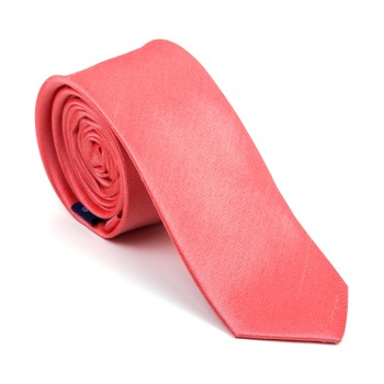 Burnt Coral Shantung Slim Tie #AB-C1005/21 ##LS2