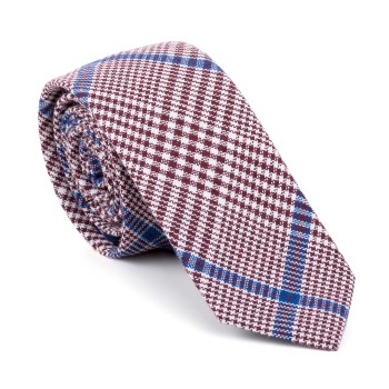 Burgundy Check Slim Tie #AB-C1007/3