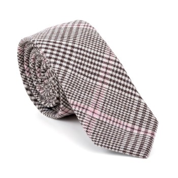 Brown Check Slim Tie #AB-C1007/4 ##LS