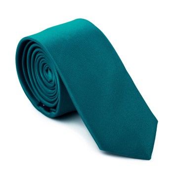 Plain Teal Fanfare Slim Satin Tie #AB-C1009/28 ##LS2