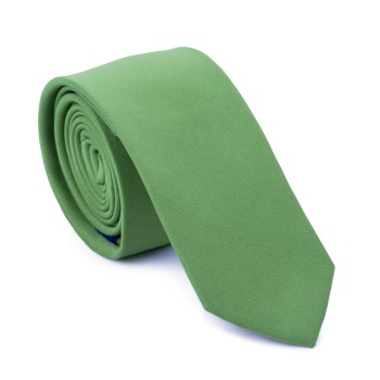 Plain Sap Green Slim Satin Tie #AB-C1009/30 ##LS2