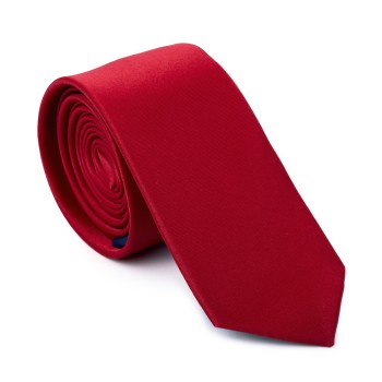 Plain Jalapeno Red Slim Satin Tie #AB-C1009/7 ##LS2