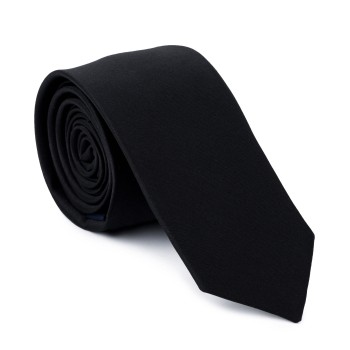 Plain Black Onyx Slim Satin Tie #AB-C1009/8
