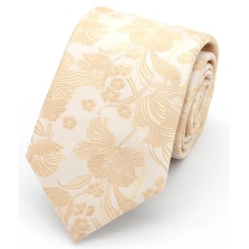 Gold on Ecru Structured Floral Tie #F1595/6